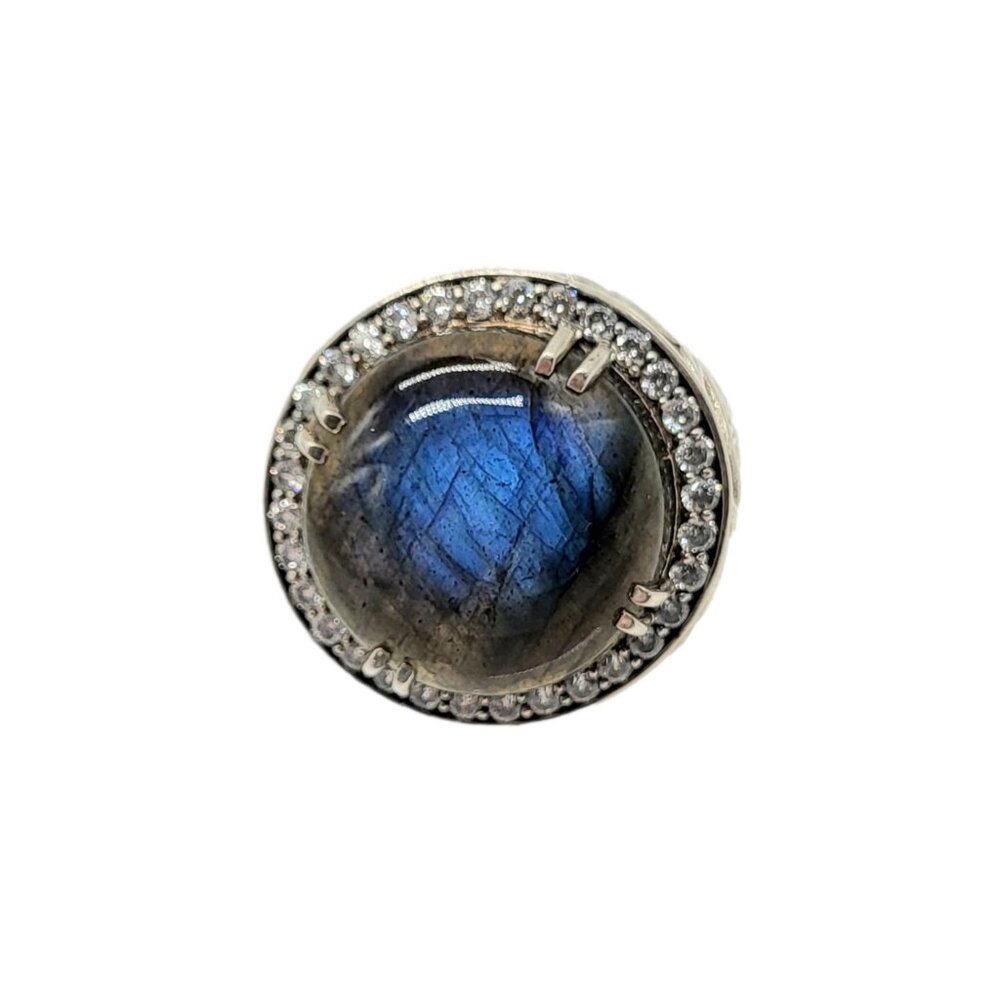Nicky Butler Size 12 Labradorite Gem Round Statement Ring .925 Sterling Silver